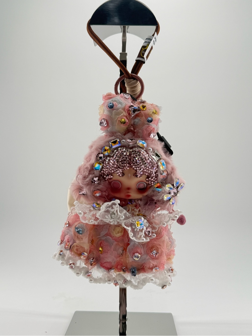 Skull panda Pink Jeweled Doll Bag Charm